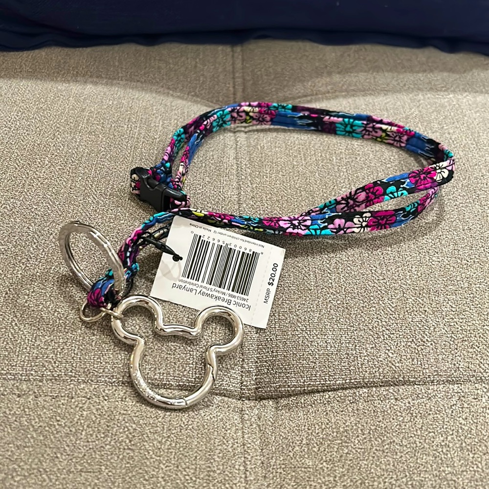 Vera Bradley Disney Breakaway Lanyard “Mickey’s Floral Celebration” NWT